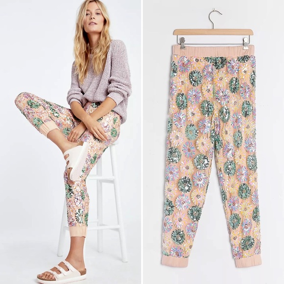 Floral Sequin Joggers 